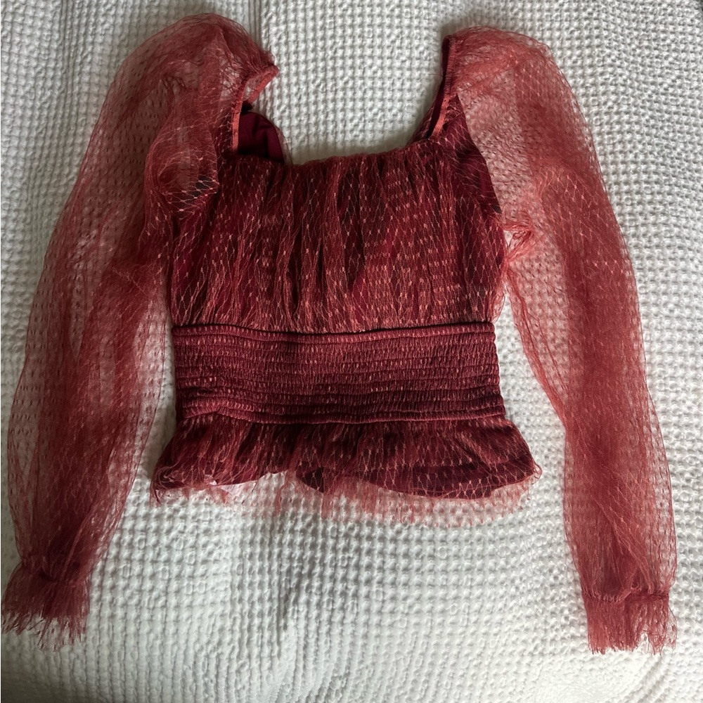 Anthropologie Tulle Sleeve Blouse - Picture 3 of 4